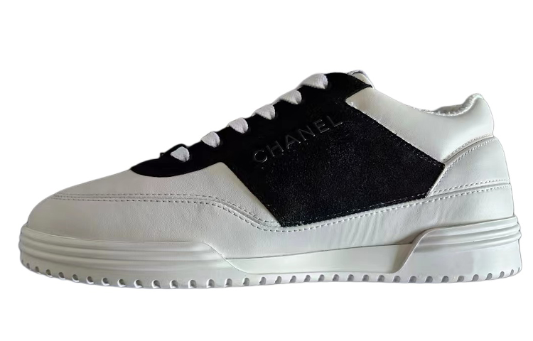 CHANEL 24C Leather Low top Skateboard Shoes Women's White Black