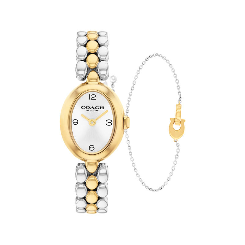 COACH Sammy Wrist Watches Quartz Movement Stainless Steel Strap White Dial Women's Watch Waterproof