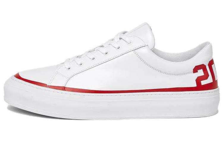 GCDS Canvas Leather Low top Skateboard Shoes Unisex White Red