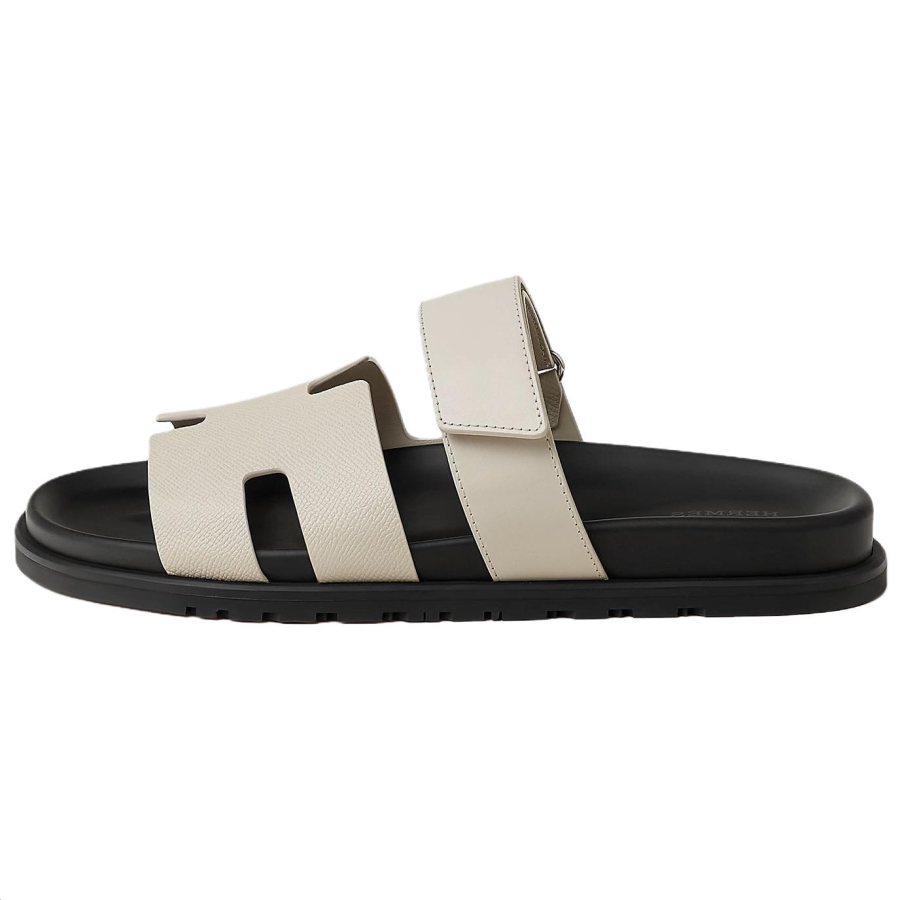 HERMES HERMES Chypre Slide Slippers Men's Beige
