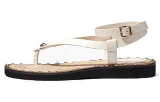 COACH Leather One Strap Sandals Women's White
