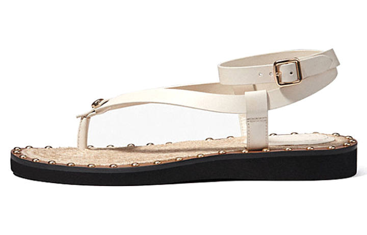 COACH COACH Leather One Strap Sandals Women's White