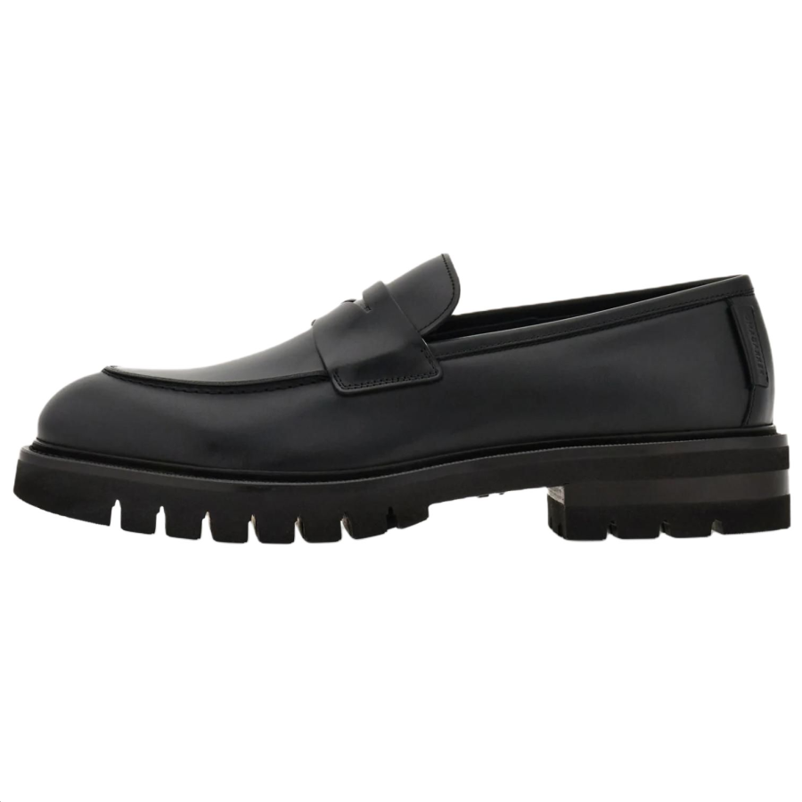 FERRAGAMO Cow Leather Casual Shoes Men's Black