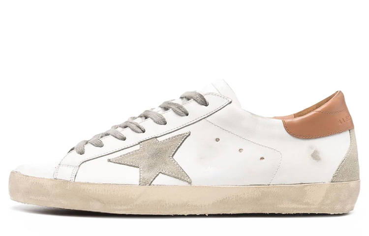 Golden Goose Super Star Leather Casual Low top Stylish Skateboarding Shoes Women's White Brown Distressed