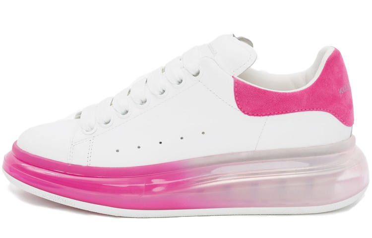 Alexander McQueen Oversized Sneaker Cow Leather Low top Stylish Skateboarding Shoes Women's White Pink