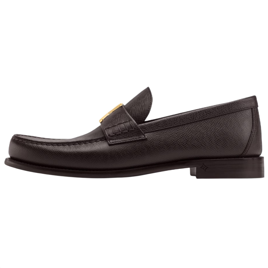 LOUIS VUITTON Major Cow Leather Loafers Men's Brown