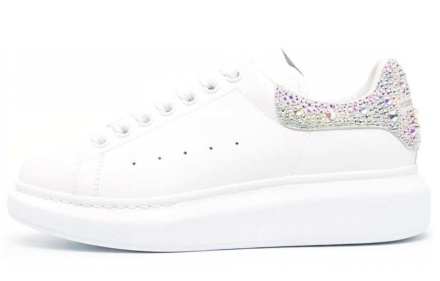 Alexander McQueen Strass Spoiler Low top Stylish Skateboarding Shoes Women's Bright White