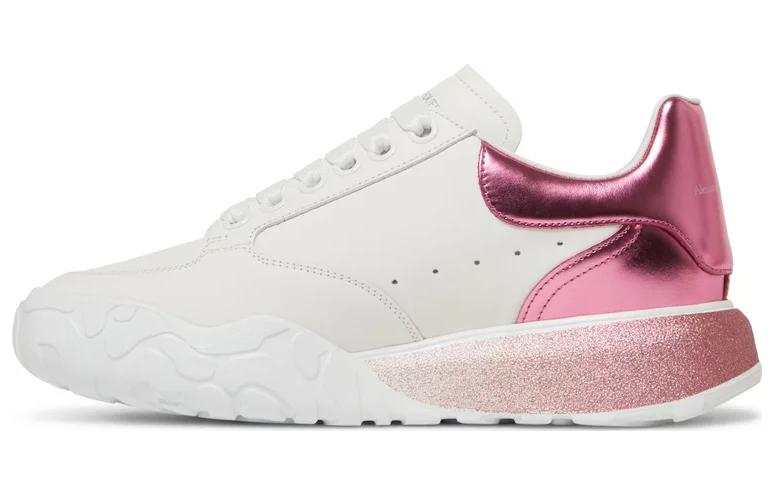 Alexander McQueen Metallic Court Low Top Sneakers 'White Pink' Women's