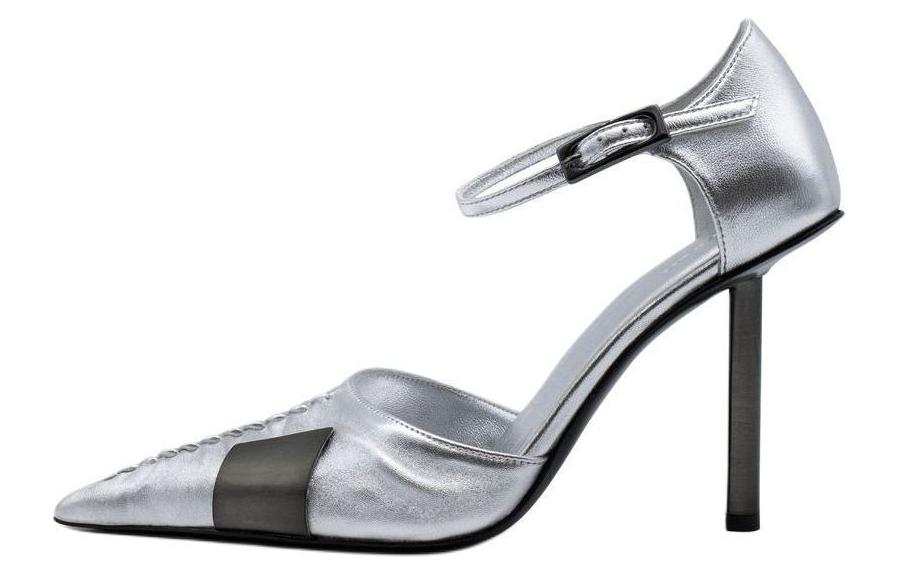 GIA BORGHINI Leather Slim Heel High Heels 10cm Women's Silver