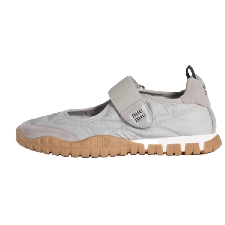 MIU MIU Tyre Flat Mary Jane Shoes Women's Gray