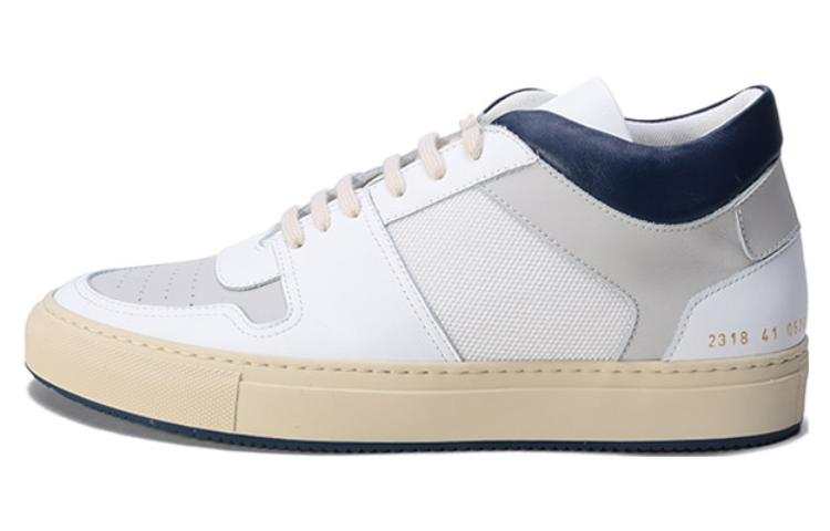 COMMON PROJECTS COMMON PROJECTS Textile, Leather Mid top Skateboard Shoes Men's White Blue Tail