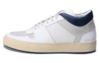 COMMON PROJECTS Textile, Leather Mid top Skateboard Shoes Men's White Blue Tail