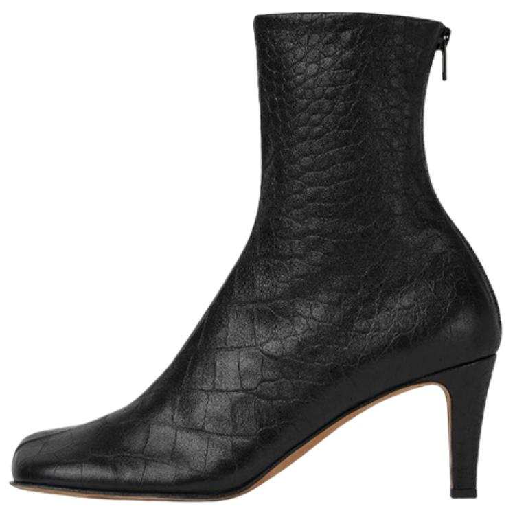 Bottega Veneta Bloc Leather Ankle Boots 7cm Women's Black