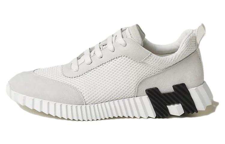 HERMES HERMES Bouncing Mesh Low top Casual Shoes Men's White