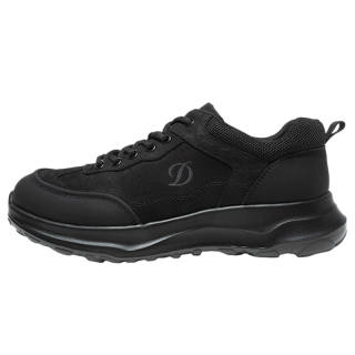 S.T.Dupont S. T.DUPONT Athletic Shoes Textile, Synthetic Leather, Top Grain Cow Leather Low top Casual Shoes Men's Black/Yellow