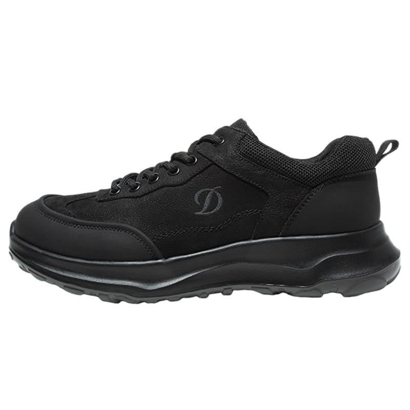 S.T.Dupont S. T.DUPONT Athletic Shoes Textile, Synthetic Leather, Top Grain Cow Leather Low top Casual Shoes Men's Black/Yellow