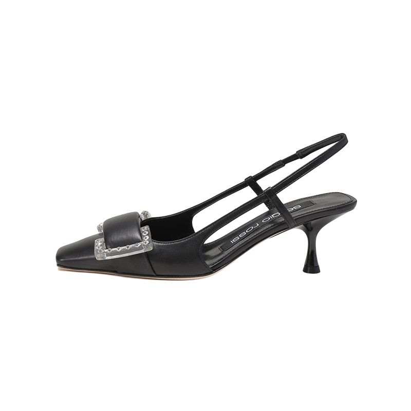 SERGIO ROSSI SR Twenty Leather Slim Heel High Heels 6CM Women's Black
