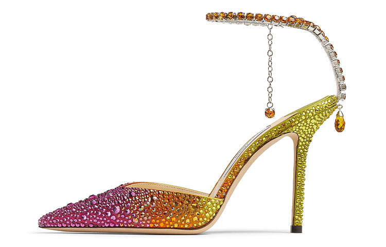 Jimmy Choo Saeda 100 Slim Heel High Heels Women's Pink Yellow