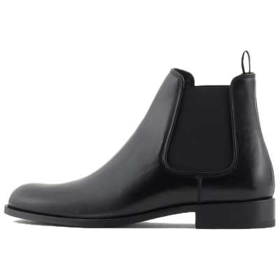 GIORGIO ARMANI ARMANI Antique Effect Cow Leather Short Chelsea Boots Men's Black