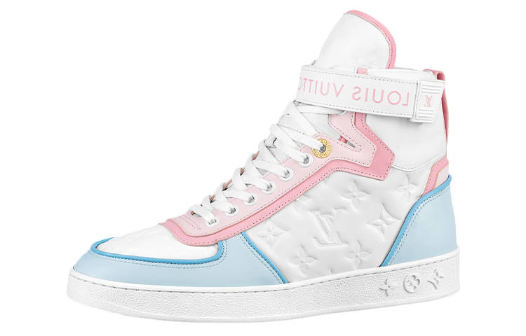 LOUIS VUITTON Boombox Ankle Sneakers 'White Monogram With Pink And Blue' Women's