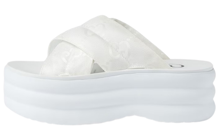 GUCCI GG Platform Slide Slippers Women's White