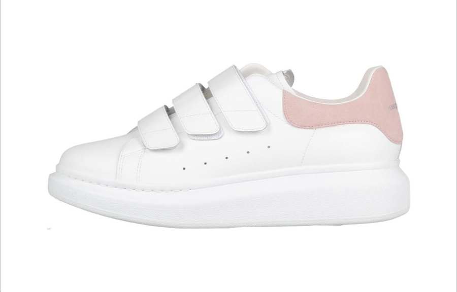 Alexander McQueen Oversized Hook and loop Low top Stylish Skateboarding Shoes White Pink Children Aged 3 7 Years Old