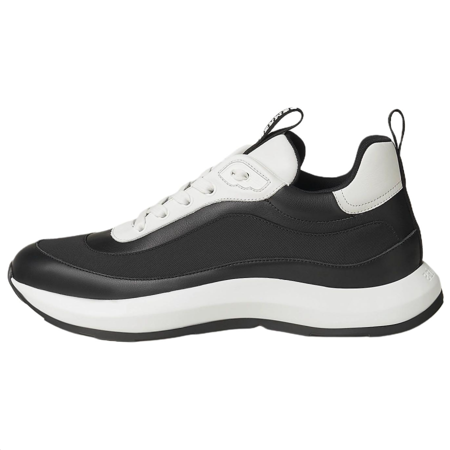 HERMES Kuma Canvas Low top Casual Shoes 4.3cm Men's Black White