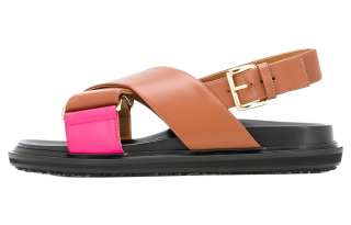MARNI Leather Fashion One Strap Sandals Women's Brown