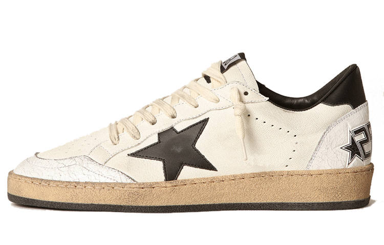 Golden Goose Ball Star Leather Low top Stylish Skateboarding Shoes Men's White Black Distressed