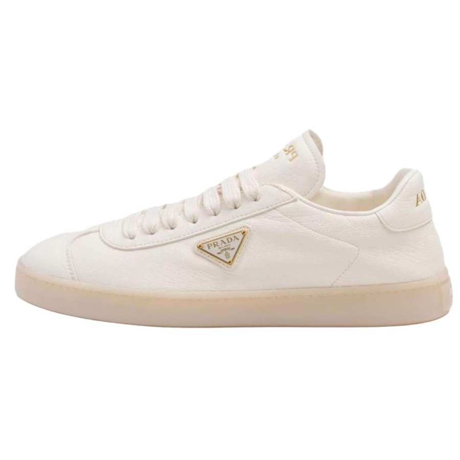 PRADA PRADA Triangle-logo Leather Sneakers