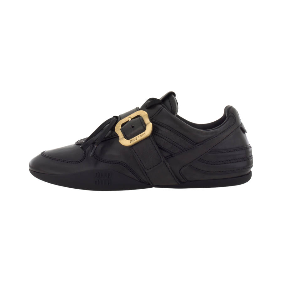 MIU MIU FW25 Fall Winter Collection, German Army Trainers Thin Soled Shoes Low top Casual Shoes Unisex Black