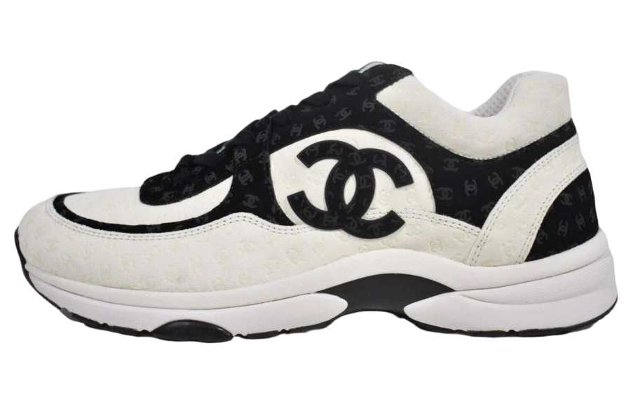 CHANEL Leather Low top Casual Shoes Men's Black White