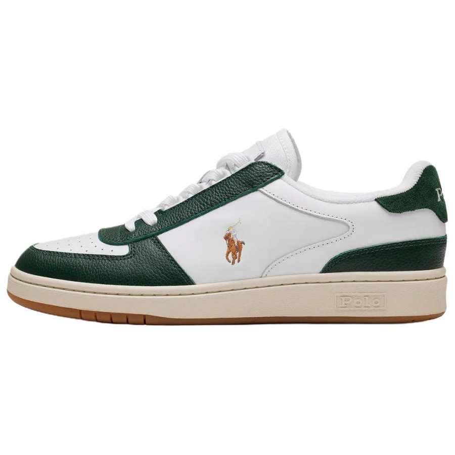 Polo Ralph Lauren Court Leather Low top Skateboard Shoes Men's White Green