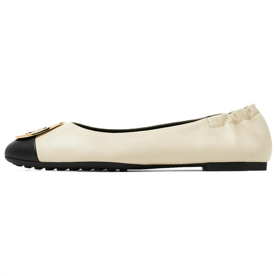 TORY BURCH Leather Flat Shoes Women's Beige
