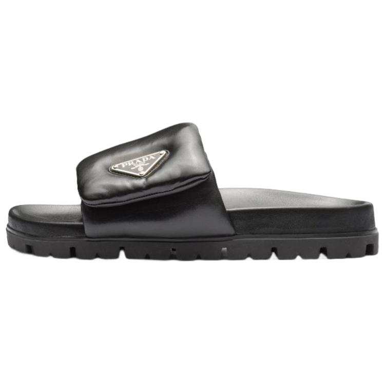 PRADA PRADA Soft Padded 20mm Slide Sandal Black Nappa Leather Women's