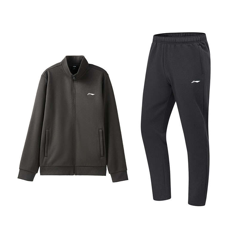 Li-Ning Li Ning Fleece Lined Stand Collar Design Cardigan Without Hood Sweatshirt Comfortable Pants Casual Sportswear Men's