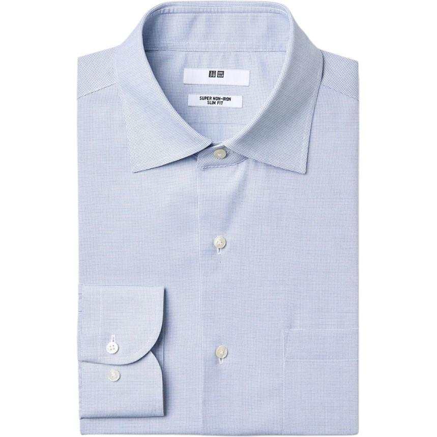 UNIQLO Shirts Men's Lake Blue Pointed Collar Moderate