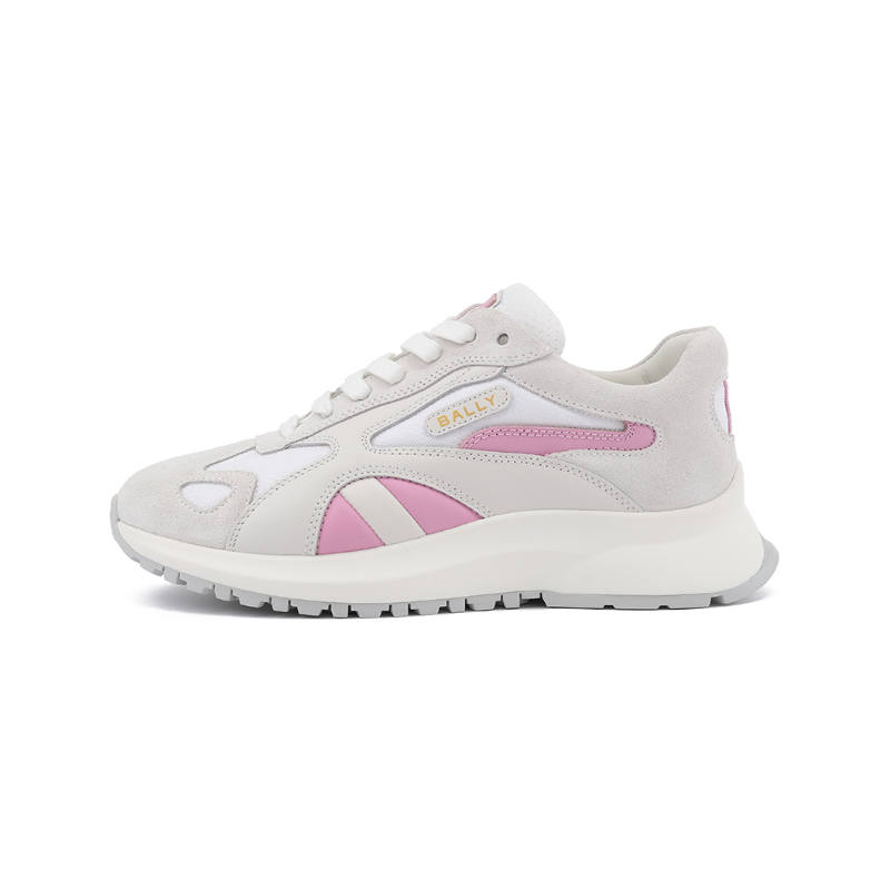 BALLY Textile, Leather Low top Casual Shoes Women's Gray Pink