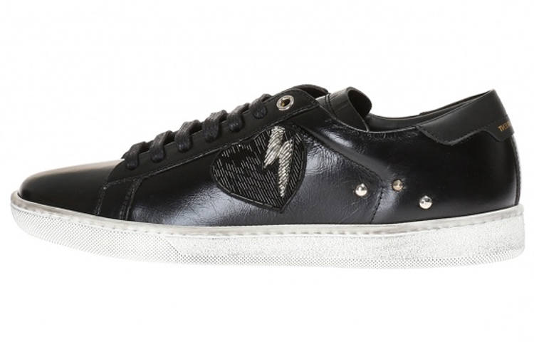 SAINT LAURENT SL/01 Cow Leather Low top Stylish Skateboarding Shoes Women's Black