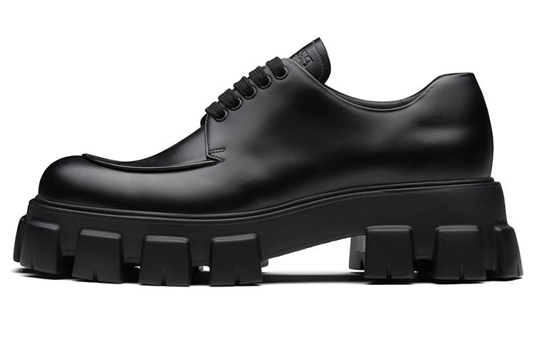 PRADA PRADA Monolith Shiny Casual Leather Shoes Men's Black