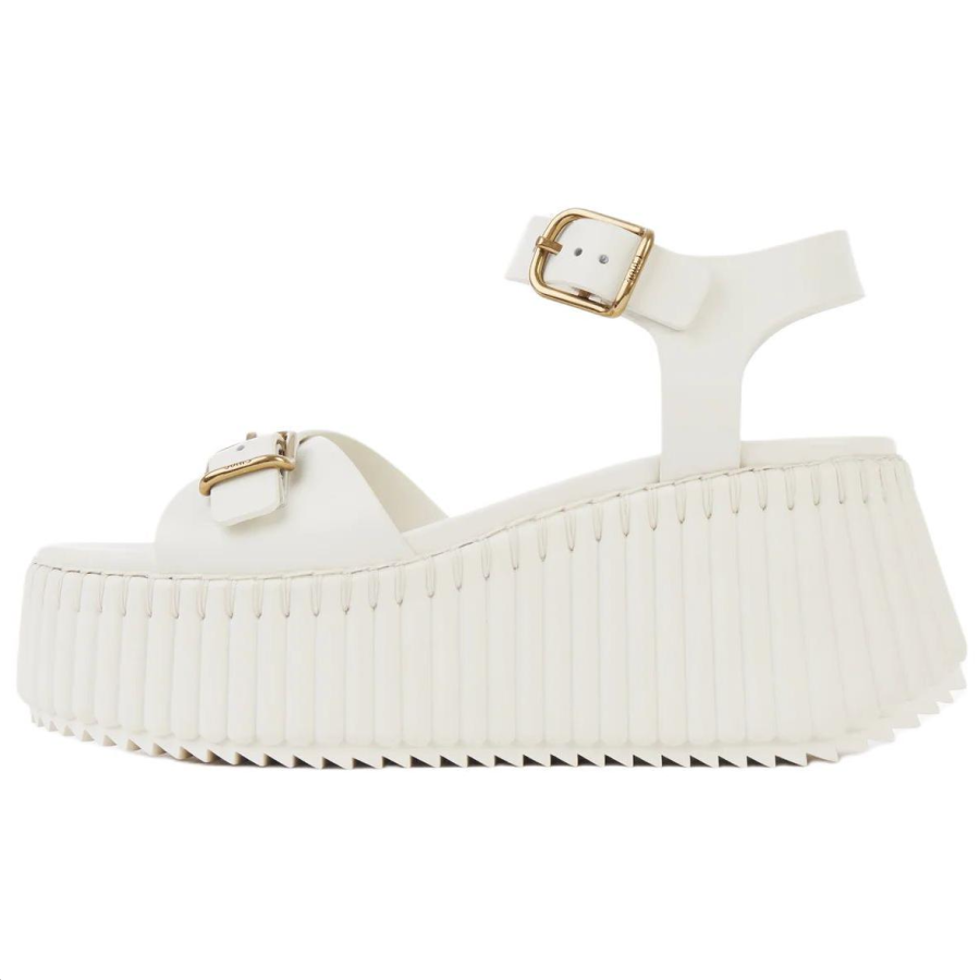 Chloé Chloe Nama Cow Leather One Strap Sandals 8cm Women's White