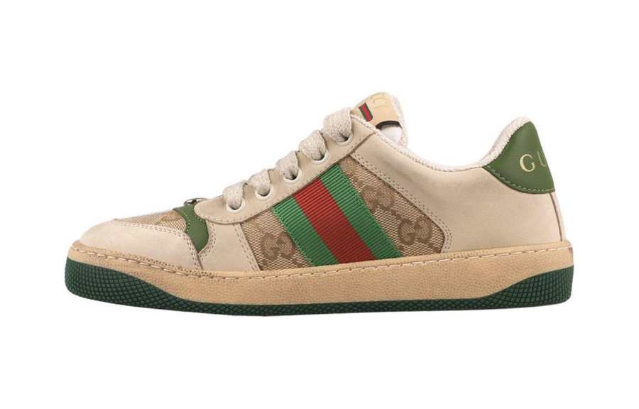 GUCCI Screener Leather Low top Kids' Skateboarding Shoes Butter Green Kids'