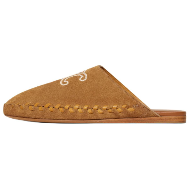 CELINE CELINE Triomphe Closed Toe Slippers Men's Brown