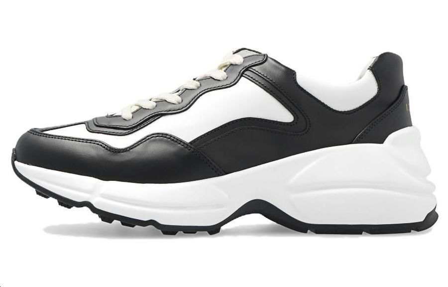 GUCCI Rhyton Leather Low top Sports Casual Shoes Women's Black White