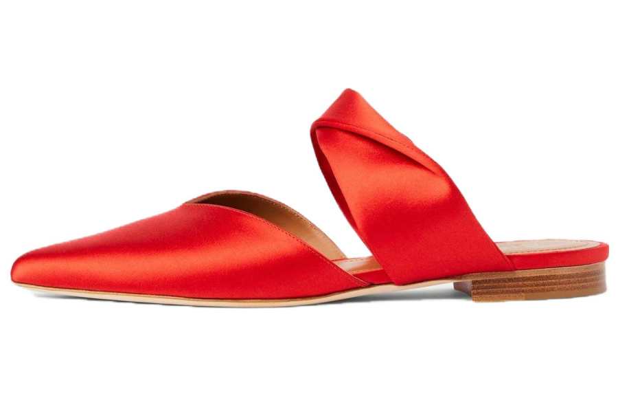 Malone Souliers Maisie Satin Closed Toe Slippers Women's Red