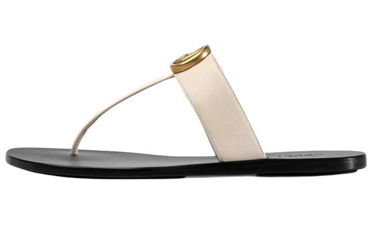 GUCCI GUCCI Double G Plaque Leather Sandals