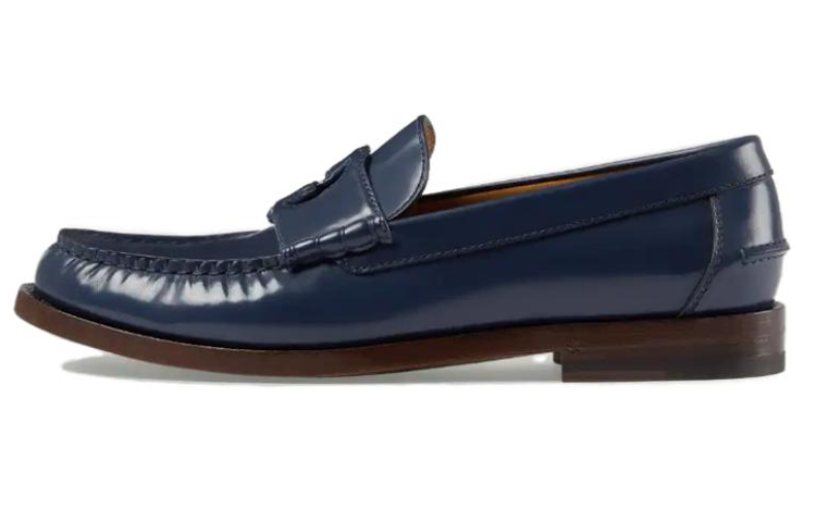 GUCCI Interlocking Leather Casual Shoes Men's Blue