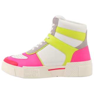 LOVE MOSCHINO Leather High top Skateboard Shoes Women's White