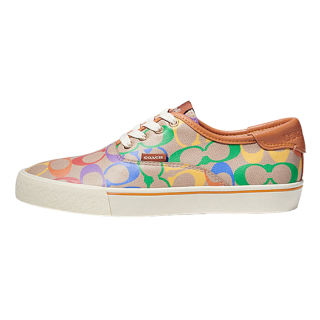 COACH Lace Up Low top Stylish Skateboarding Shoes Women's Rainbow
