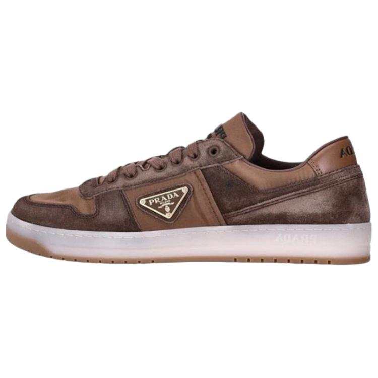 PRADA PRADA Downtown Suede Low top Skateboard Shoes Men's Brown